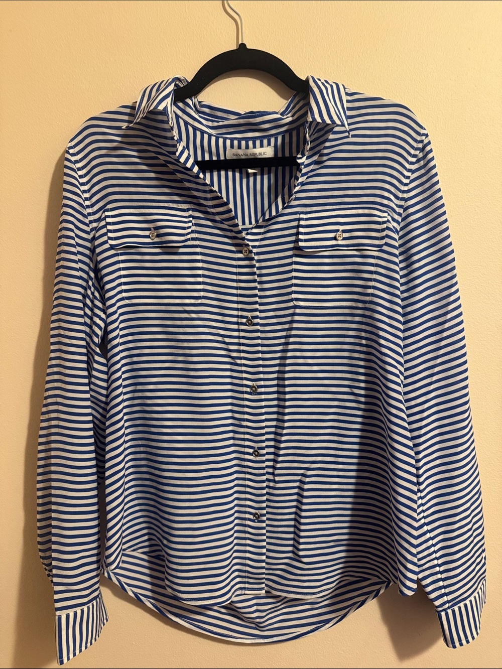 Blue and White silk striped blouse - Banana Republic women’s size 12